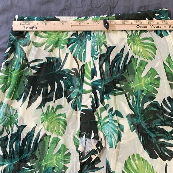 Palm Leaves Mesh Maxi Skirt Sheer Shorts Combo Beach Vacation Plus Size 3X Cover - Picture 3 of 10